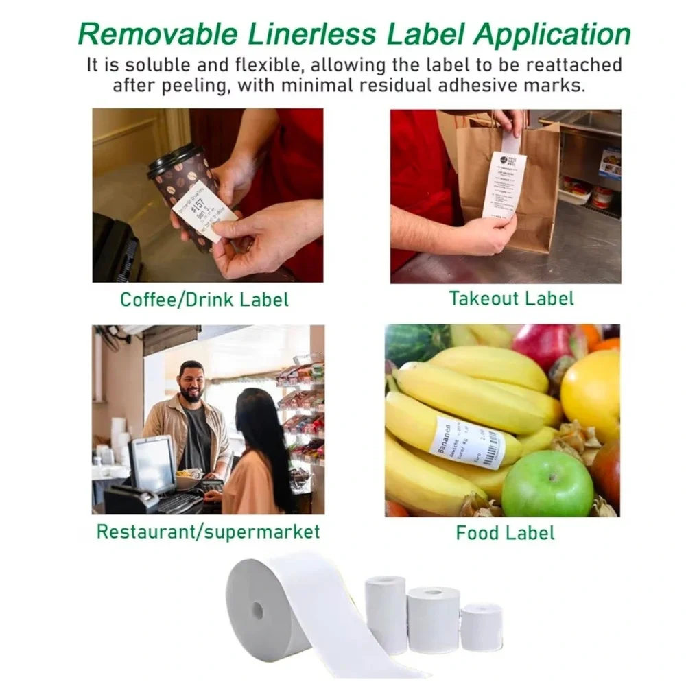 12 Rolls Moqra Paper Sticky Linerless Thermal Labels 1